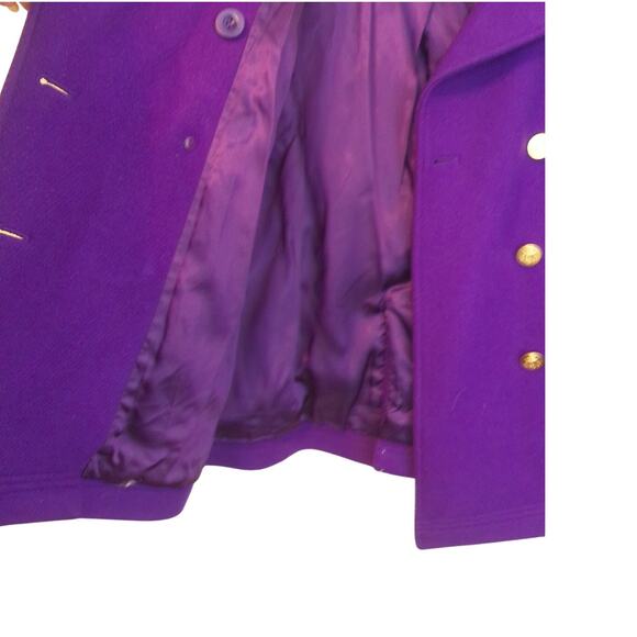 J Crew Stadium Cloth Nello Gori Double Breasted Purple Pea Coat Size 8P - Picture 2 of 6